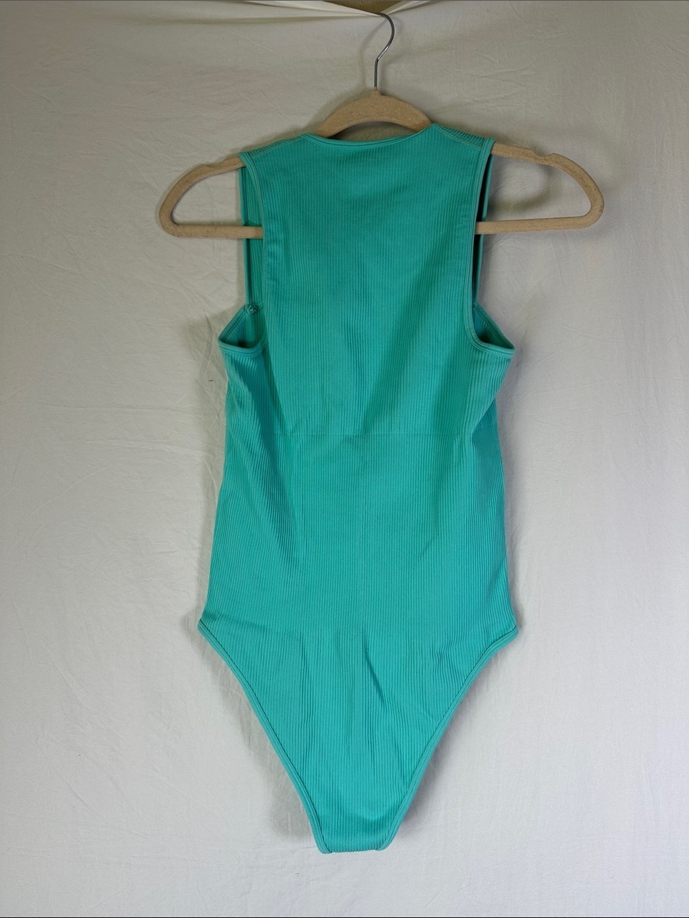 Women’s Ribbed Turquoise Bodysuit - Picture 3 of 3